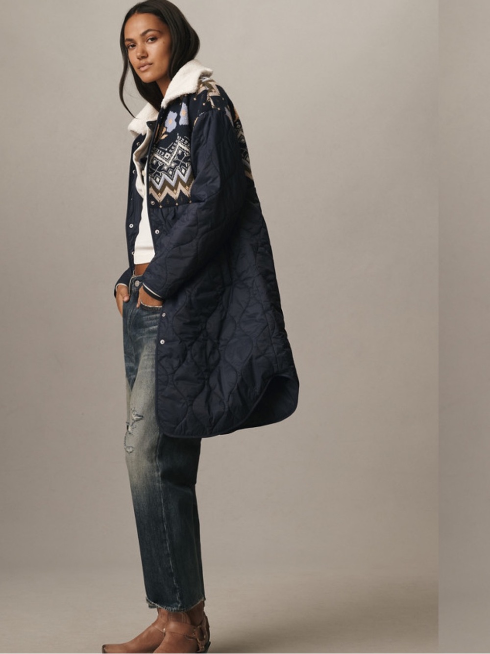 Fair Isle Mix Liner Jacket
Anthropologie
NWOT
Color- Navy